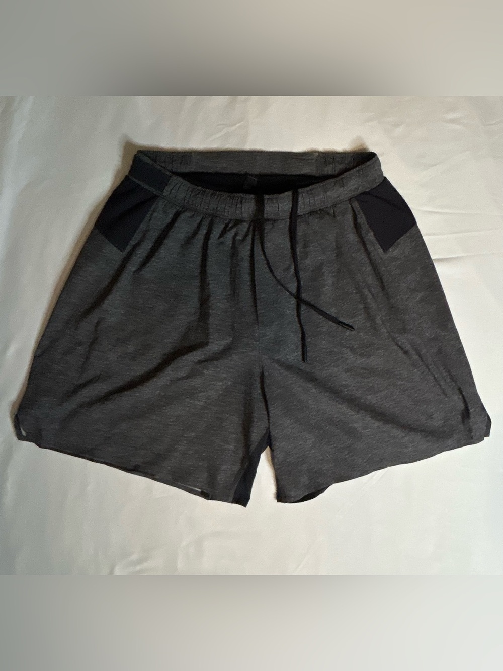 Lululemon Grey Black Lined Training Shorts — Size M